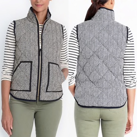 J. Crew Jackets & Blazers - J. Crew Black Ivory Herringbone Excursion Vest
